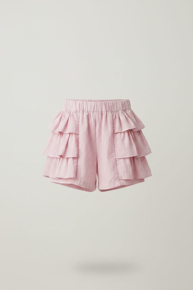 Pantalon Jupe Rose Volants Superposés Fille Coton - vue 3