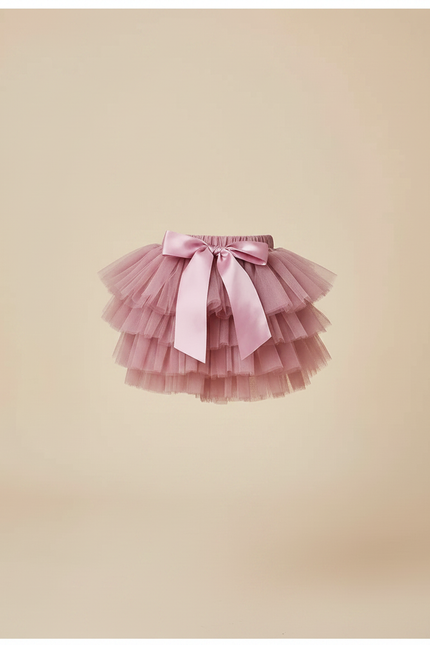 Pantalon Jupe Rose Tulle Volants Nœud Bébé Fille - Polyester - vue 3