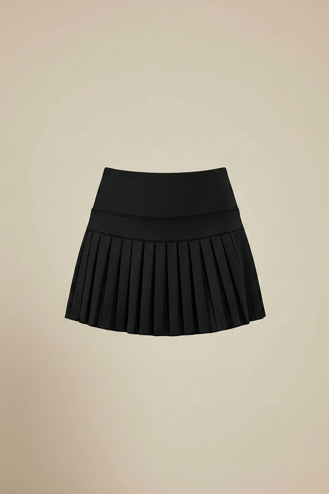 Pantalon Jupe Noir Plissé Court Sportif Respirant - Polyester - vue 3