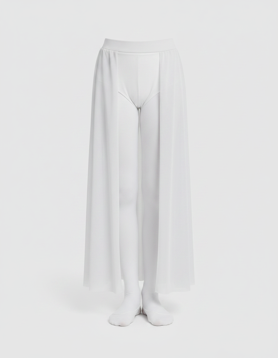 Pantalon Jupe Blanc Fluide Danse Ballet Fille - Polyester - vue 2