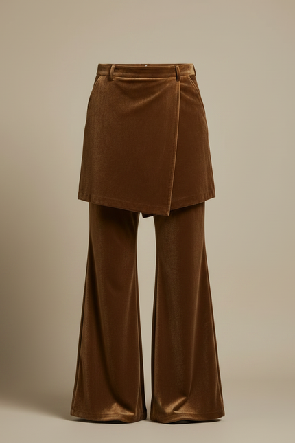 Pantalon Jupe Velours Marron Évasé Rétro Homme - vue 3