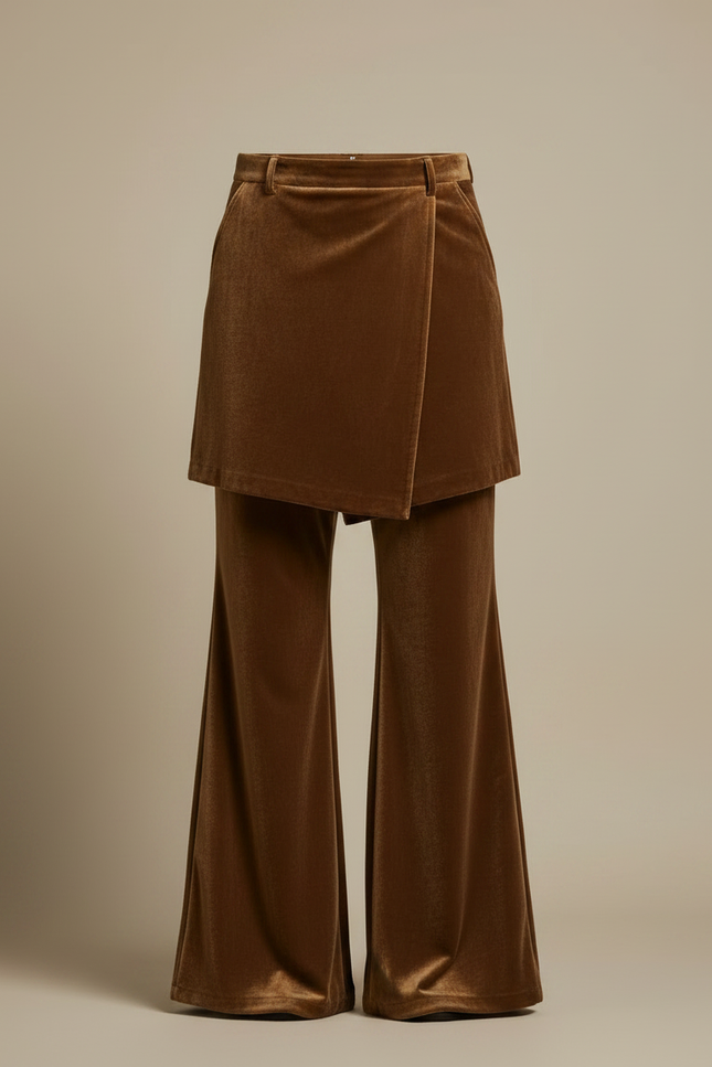Pantalon Jupe Velours Marron Évasé Rétro Homme - vue 3