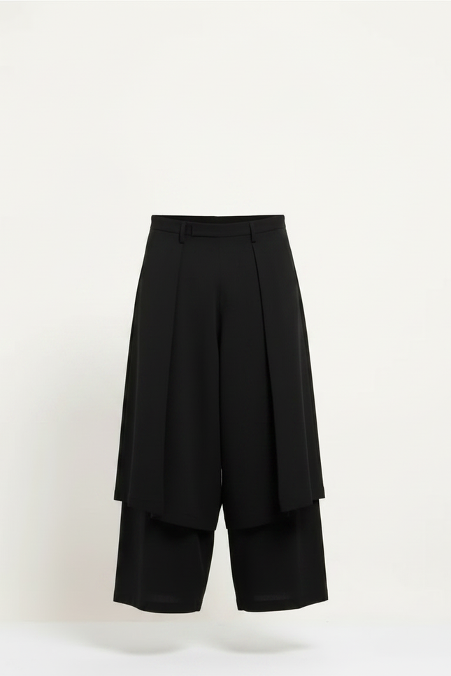 Pantalon Jupe Noir Ample Plissé Harem Homme - Polyester - vue 3