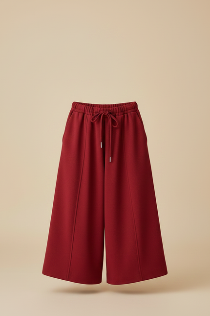 Pantalon Jupe Culotte Rouge - Molleton - vue 3