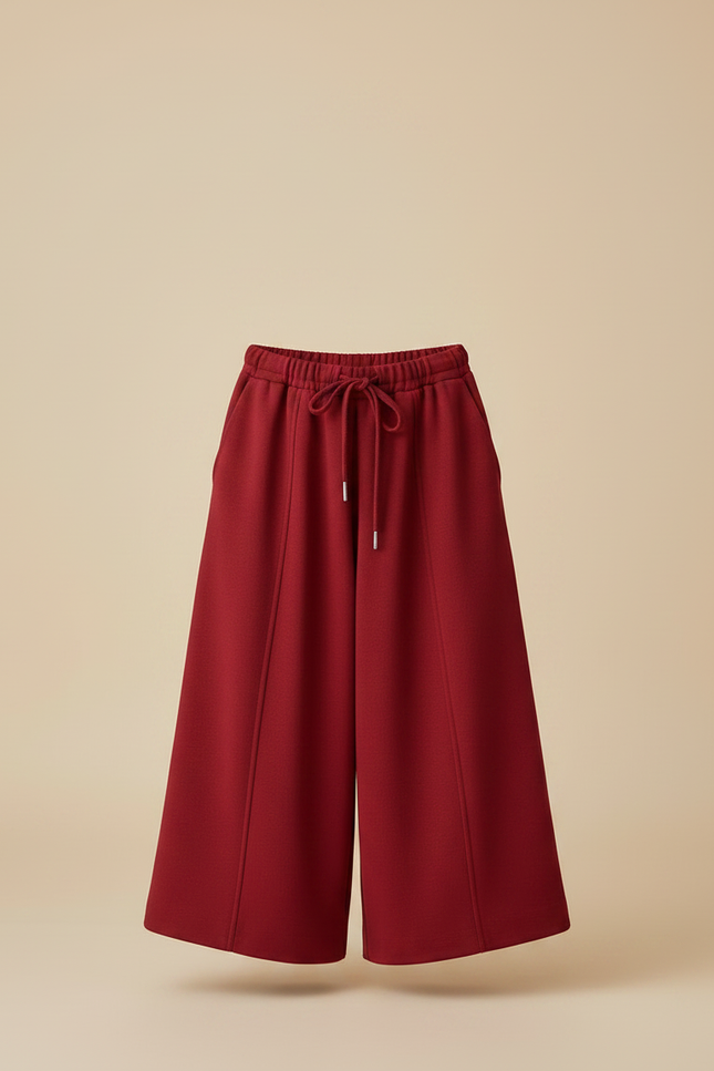 Pantalon Jupe Culotte Rouge - Molleton - vue 3