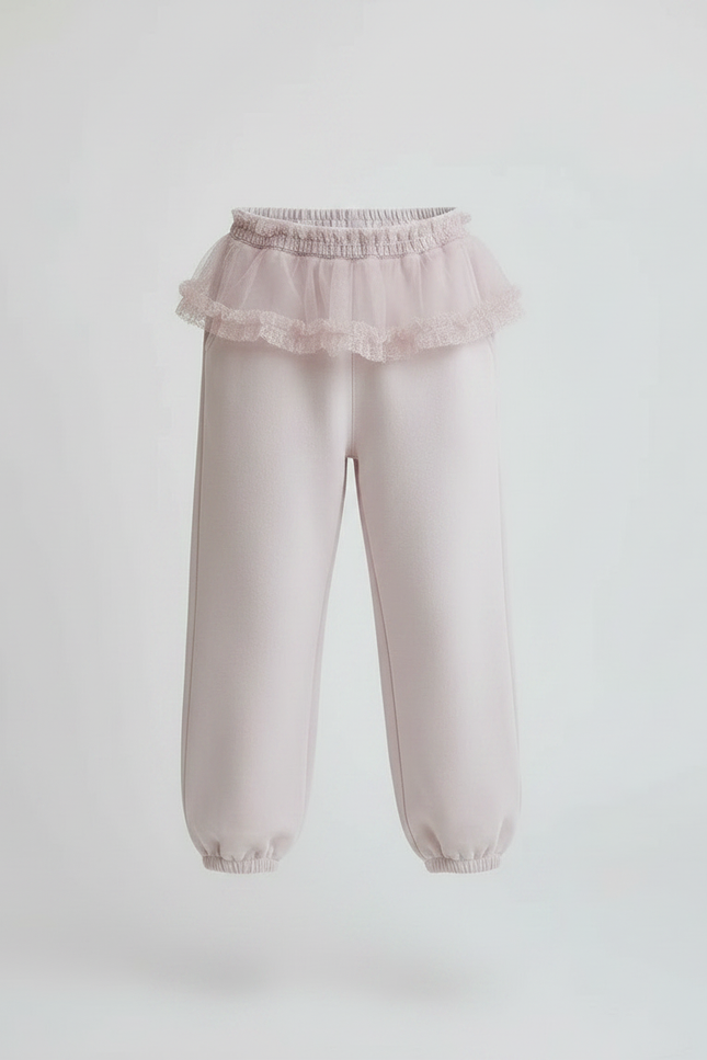 Pantalon Jupe Rose Pâle Volants Dentelle Enfant - Molleton - vue 3