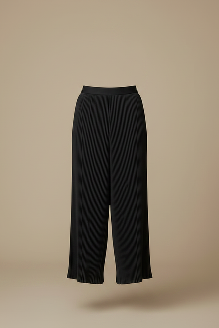 Pantalon Jupe Noir Plissé Asymétrique Fluide Élégant - Polyester - vue 3