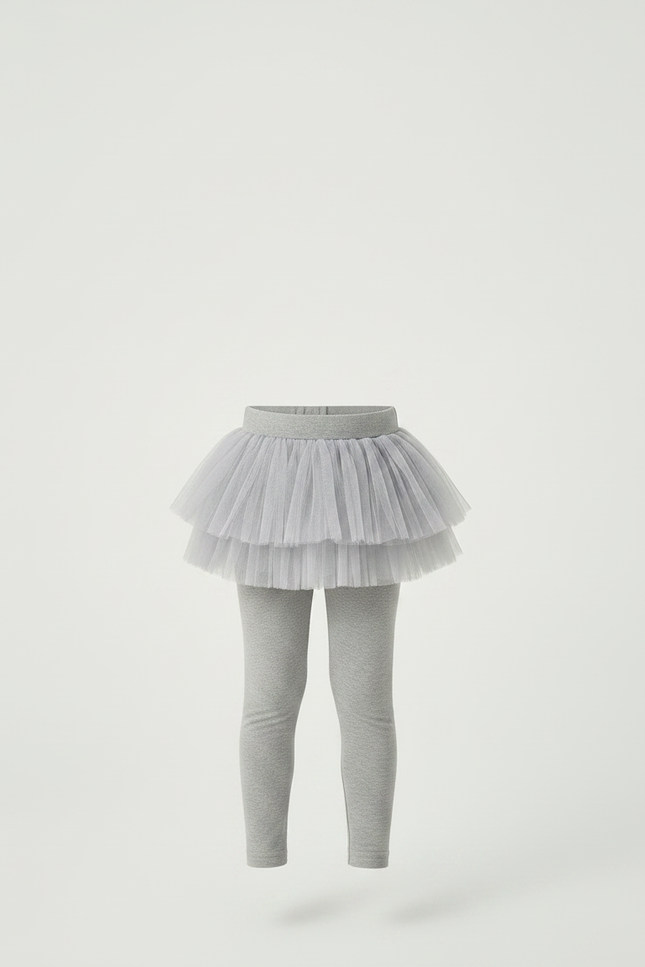 Pantalon Jupe Gris Tutu Superposé Confortable Fille - Coton - vue 3