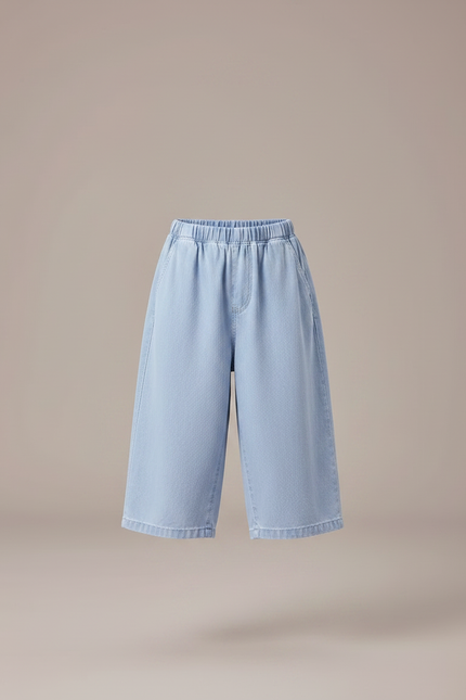 Pantalon Jupe Denim Bleu Ample Enfant Décontracté - Jean - vue 3