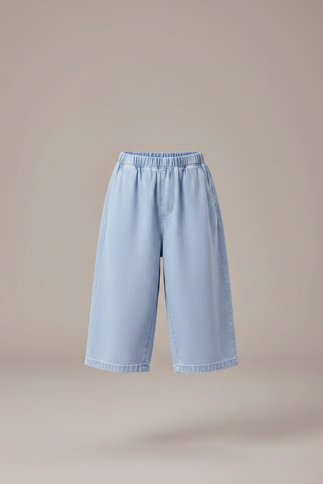 Pantalon Jupe Denim Bleu Ample Enfant Décontracté - Jean - vue 3