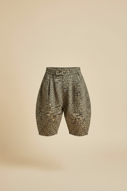 Pantalon Jupe Fleuri Ample Élastique Enfant Vert - Tweed - vue 3