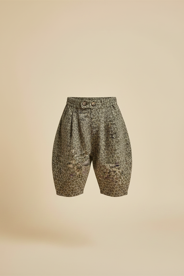 Pantalon Jupe Fleuri Ample Élastique Enfant Vert - Tweed - vue 3