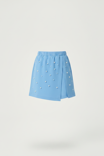 Pantalon Jupe Bleu Perles Élastique Fille Élégant - Polyester - vue 3