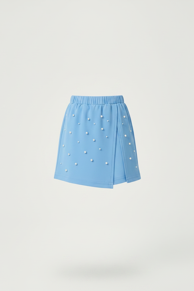 Pantalon Jupe Bleu Perles Élastique Fille Élégant - Polyester - vue 3