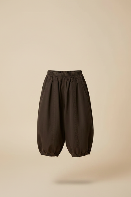 Pantalon Jupe Marron Ample Élastique Garçon Coton - vue 3
