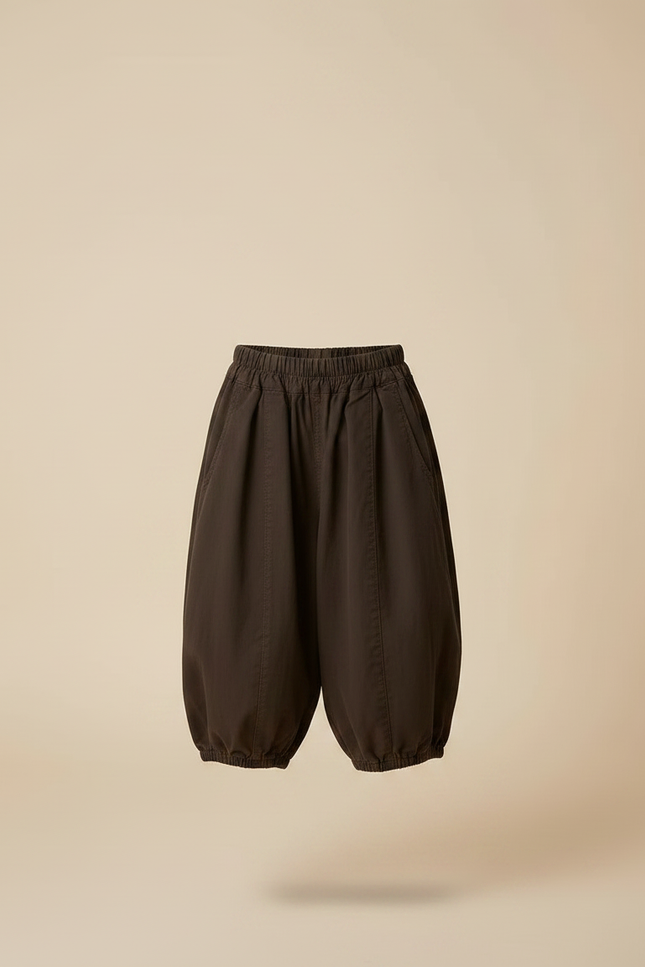 Pantalon Jupe Marron Ample Élastique Garçon Coton - vue 3