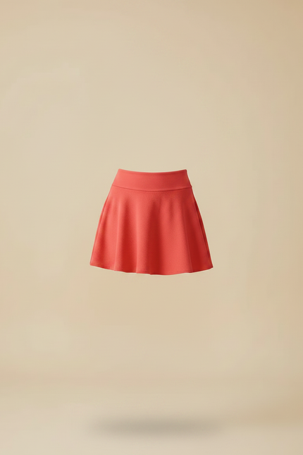 Pantalon Jupe Corail Évasée Courte Doublée Fluide - Orange Maille - vue 3