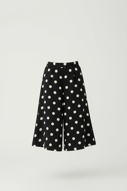 Pantalon Jupe Noir Pois Blancs Ample Fille - Polyester - vue 3
