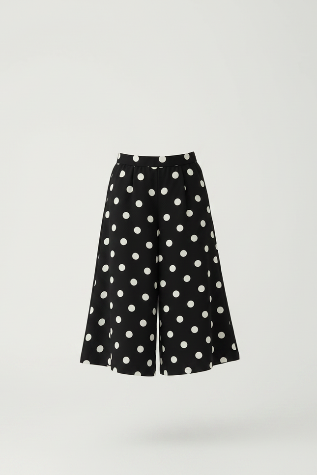 Pantalon Jupe Noir Pois Blancs Ample Fille - Polyester - vue 3