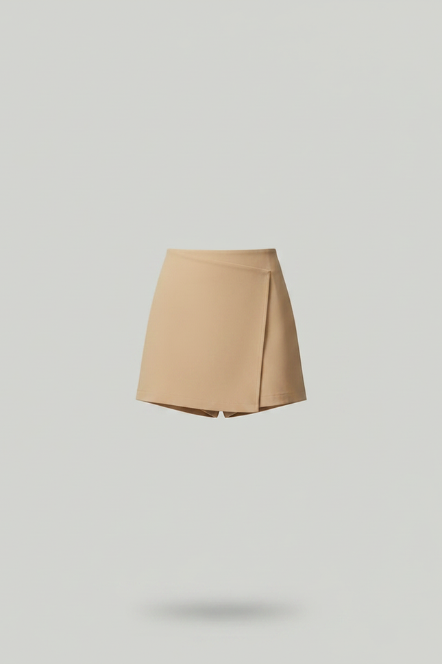 Pantalon Jupe Beige Asymétrique Mini Élégant Court - Polyester - vue 3