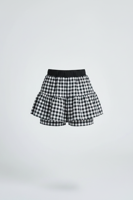 Pantalon Jupe Noir Carreaux Volants Confortable Fille - Coton - vue 3