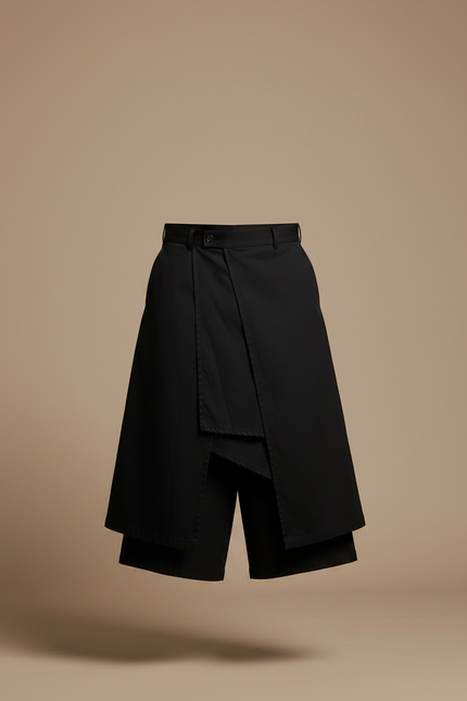 Pantalon Jupe Noir Asymétrique Ample Décontracté Homme - Toile - vue 3