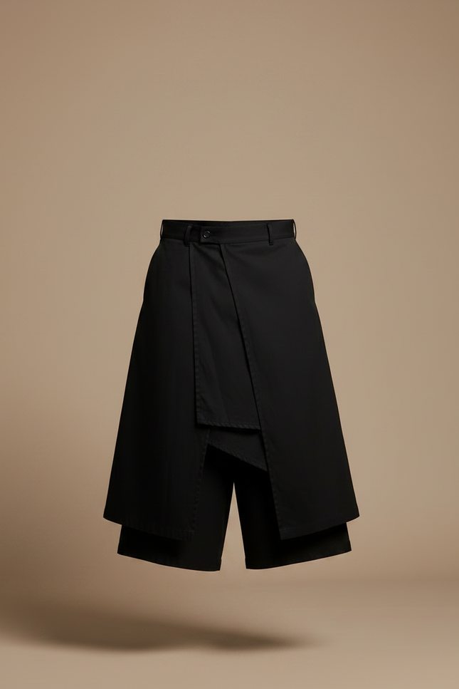 Pantalon Jupe Noir Asymétrique Ample Décontracté Homme - Toile - vue 3
