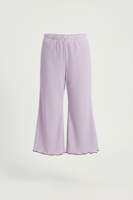 Pantalon Jupe Lilas Côtelé Ample Ondulé Fille - Violet Maille - vue 3