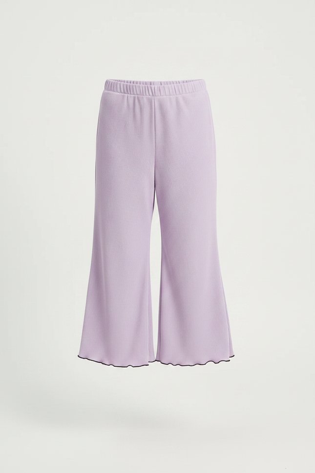 Pantalon Jupe Lilas Côtelé Ample Ondulé Fille - Violet Maille - vue 3