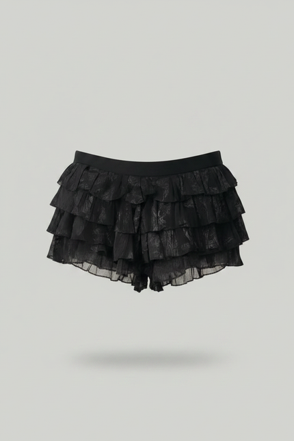 Pantalon Jupe Noir Volants Dentelle Esthétique Gothique - Polyester - vue 3