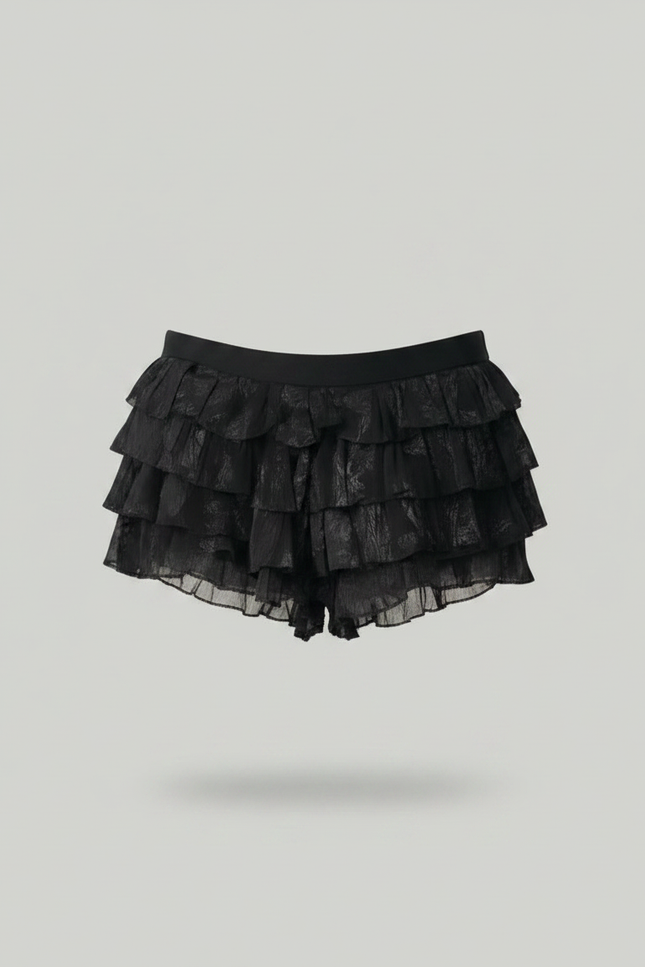 Pantalon Jupe Noir Volants Dentelle Esthétique Gothique - Polyester - vue 3