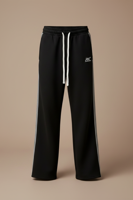 Pantalon Jupe Noir Ample Rayures Blanches - Molleton - vue 3