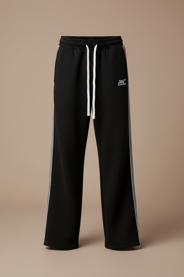 Pantalon Jupe Noir Ample Rayures Blanches - Molleton - vue 3