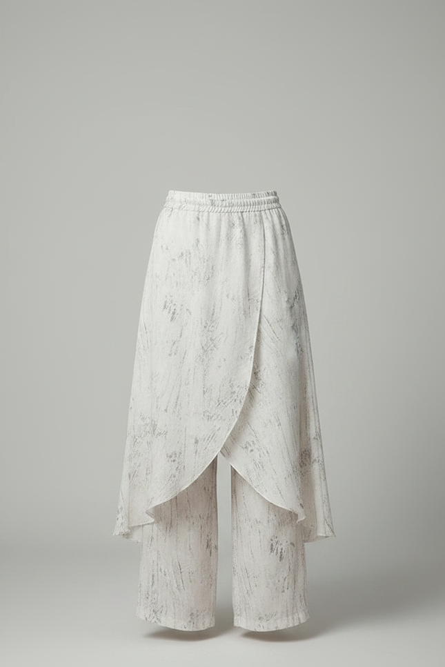 Pantalon Jupe Évasé Imprimé Fluide Superposé Décontracté - Polyester - vue 3