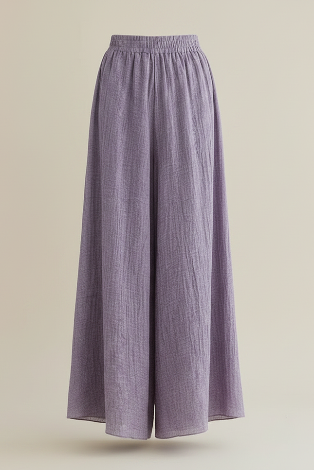Pantalon Jupe Violet Ample Lin Coton Fluide Femme - vue 3