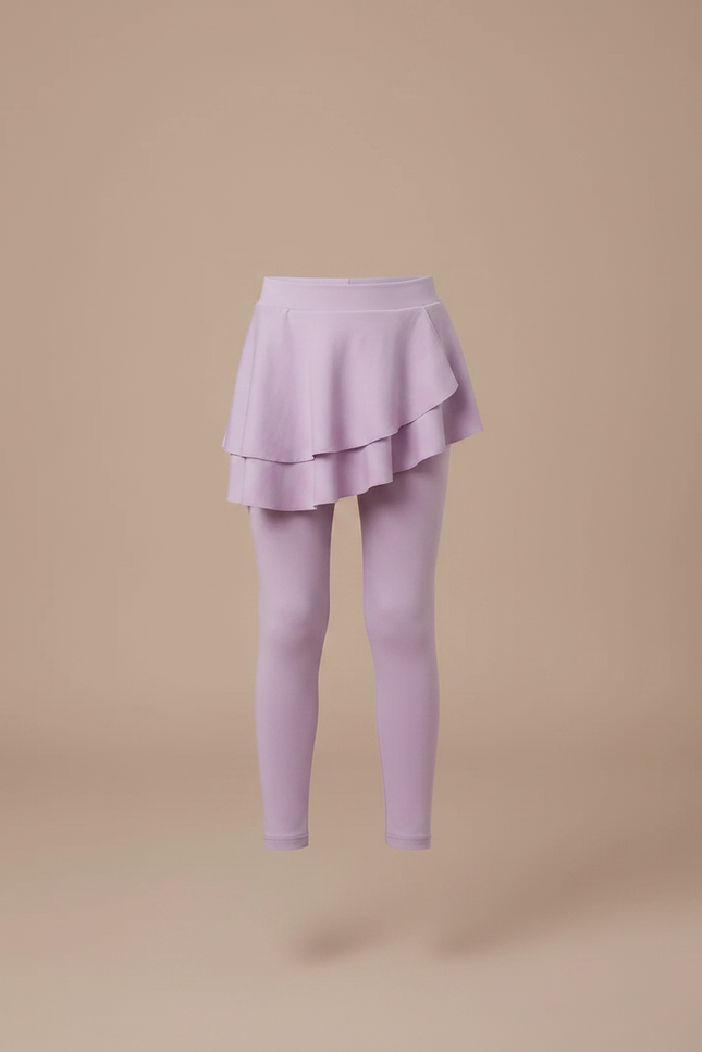 Pantalon Jupe Mauve Superposé Volants Fille Confortable - Violet Maille - vue 3