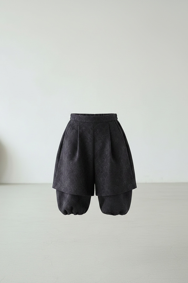 Pantalon Jupe Noir Imprimé Ample Doublé Garçon - Polyester - vue 3