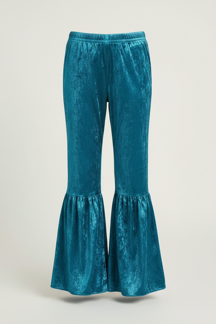 Pantalon Jupe Velours Bleu Évasé Volants Fille - vue 3