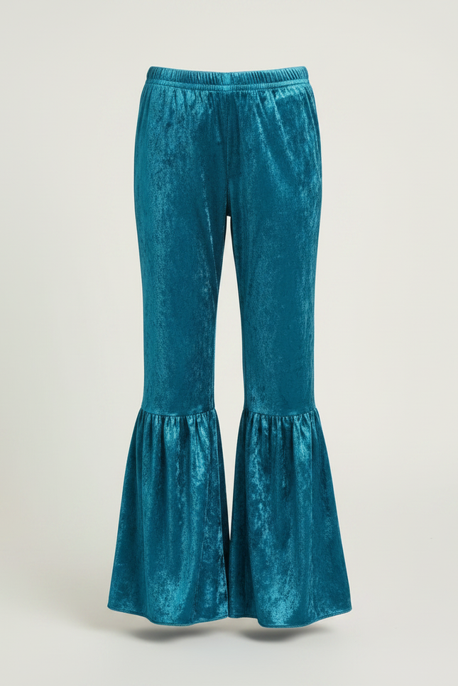 Pantalon Jupe Velours Bleu Évasé Volants Fille - vue 3