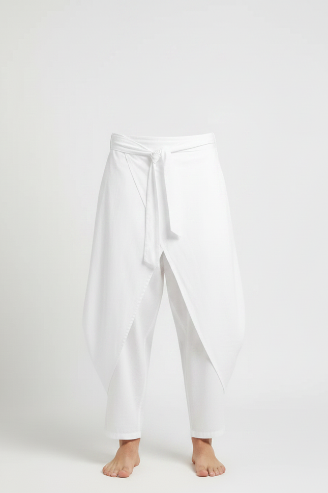 Pantalon Jupe Blanc - Coton - vue 3