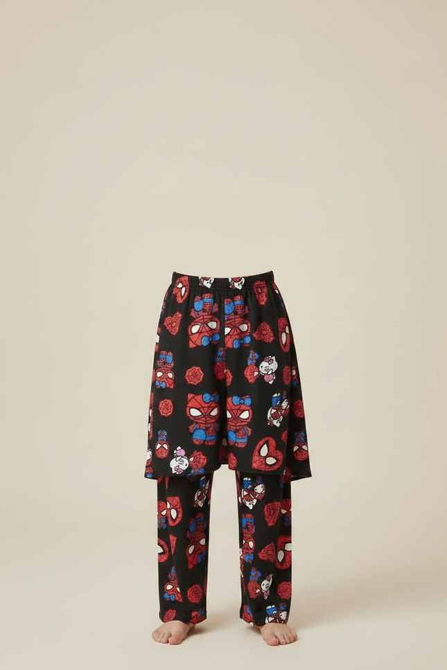 Pantalon Jupe Noir Imprimé Spider-Man Hello Kitty Doux Confortable - Molleton - vue 3