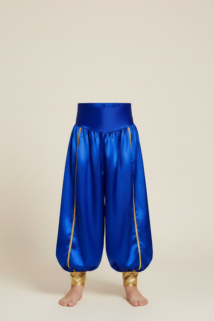 Pantalon Jupe Bleu Satiné Drapé Doré Garçon - vue 3