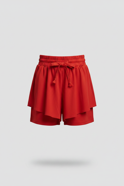 Pantalon Jupe Rouge Volants Fluide Enfant - Viscose - vue 3