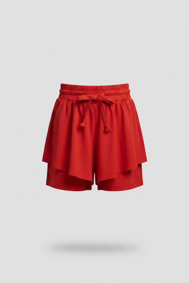 Pantalon Jupe Rouge Volants Fluide Enfant - Viscose - vue 3