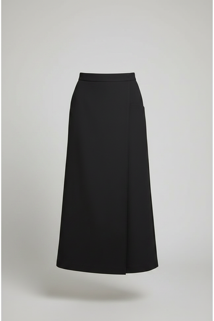 Pantalon Jupe Noir Longue Fluide Élégante Femme - Polyester - vue 3