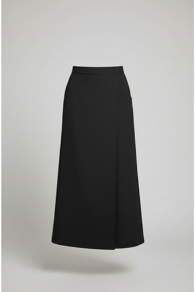 Pantalon Jupe Noir Longue Fluide Élégante Femme - Polyester - vue 3