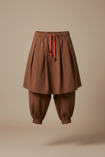 Pantalon Jupe Marron Ample Coton Décontracté Homme - vue 3