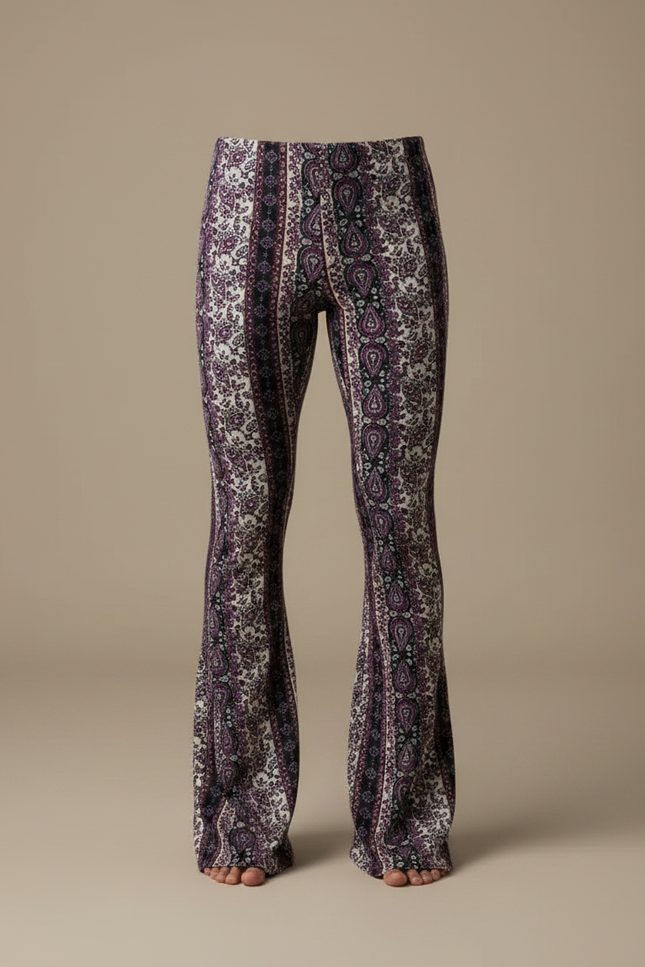 Pantalon Jupe Imprimé Paisley Évasé Fluide Décontracté - Multicolore Viscose - vue 3