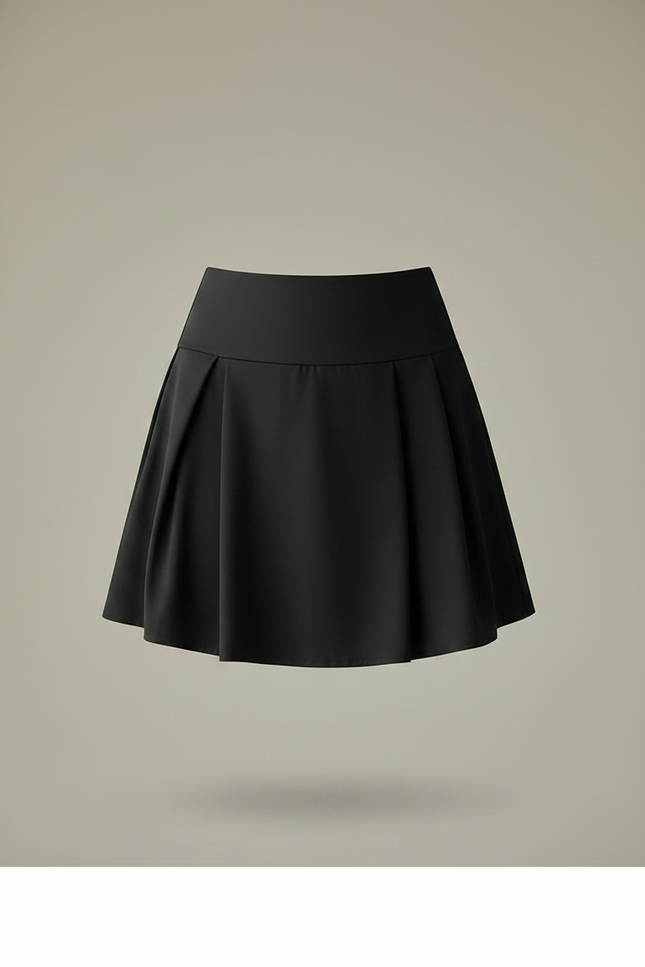 Pantalon Jupe Noir Plissé Court Sportif Intégré - Polyester - vue 3