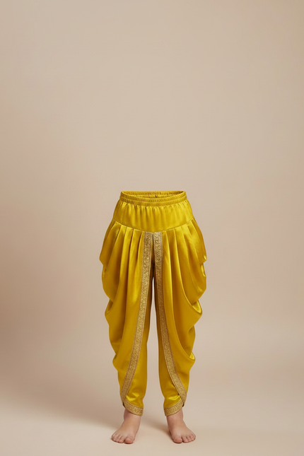 Pantalon Jupe Satiné Jaune Drapé Doré Enfant - vue 3